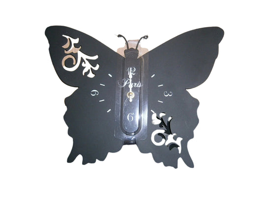SILHOUETTE BLACK BUTTERFLY CLOCK - hanrattycraftsgifts.co.uk