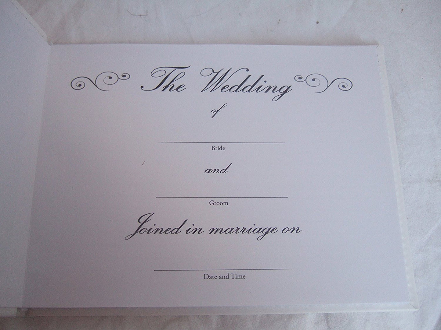 White and Silver Wedding Guest Book with Love Heart Motif - 40 Double Sided Pages - hanrattycraftsgifts.co.uk