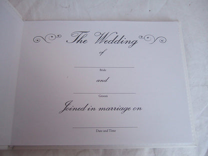 White and Silver Wedding Guest Book with Love Heart Motif - 40 Double Sided Pages - hanrattycraftsgifts.co.uk