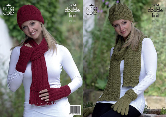 King Cole 3274 Knitting Pattern Baby Alpaca Woolen Hats, Scarves and Gloves
