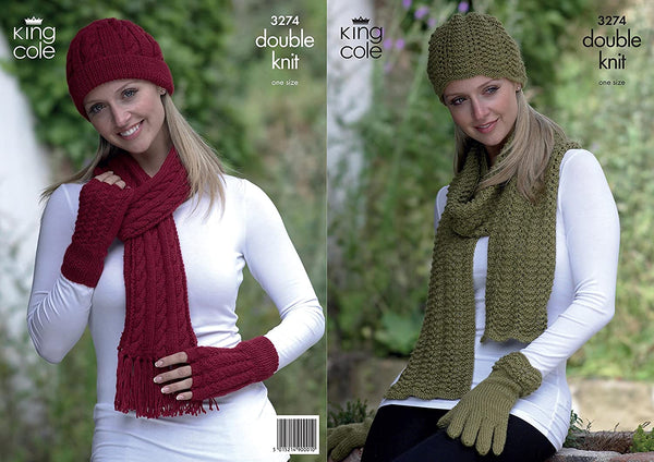 King Cole 3274 Knitting Pattern Baby Alpaca Woolen Hats, Scarves and Gloves