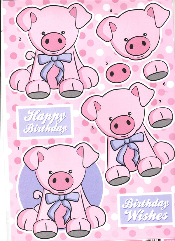 Decoupage Farmyard Piglet - Cut and Create with Backing Sheet to match - hanrattycraftsgifts.co.uk