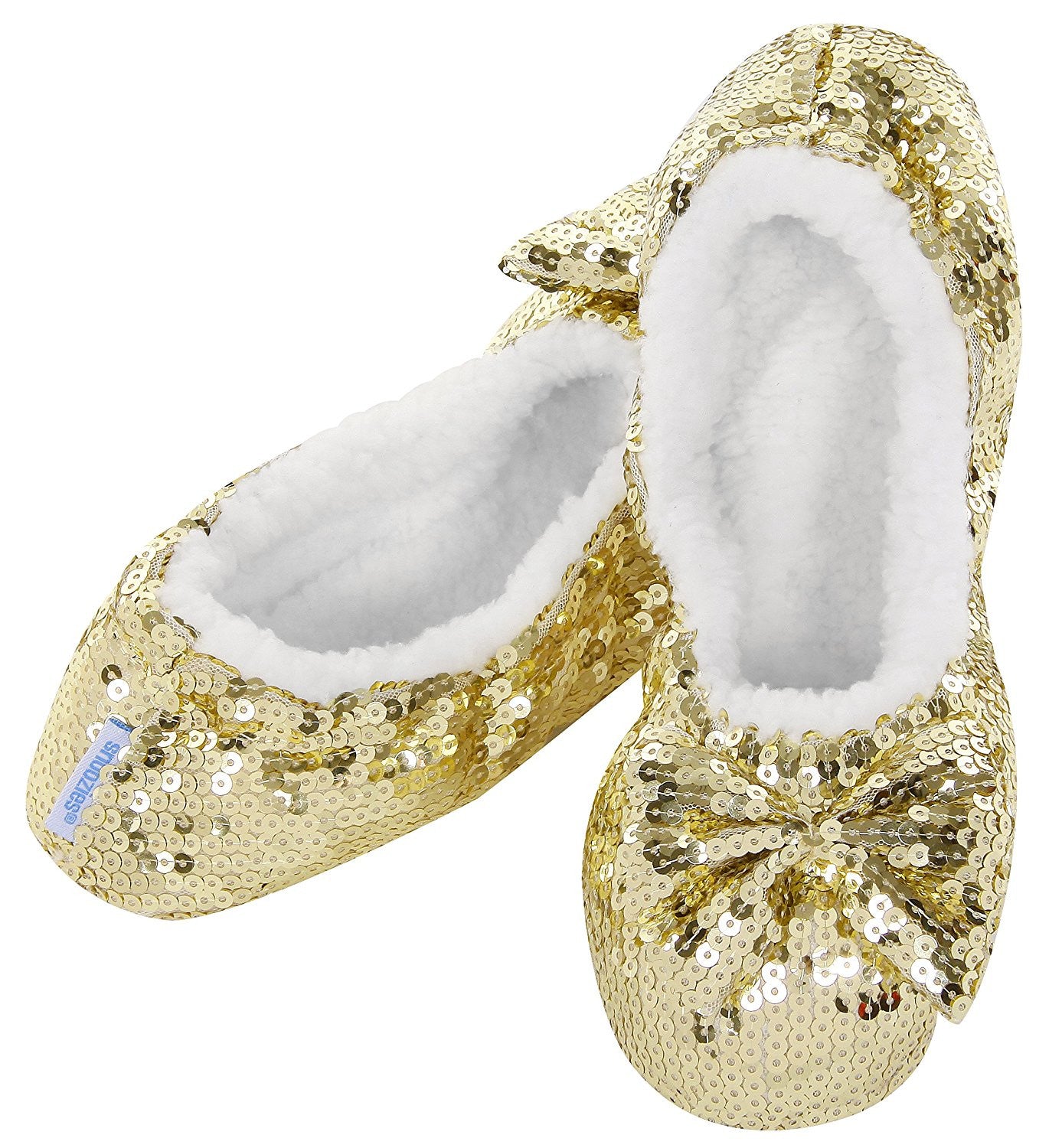 Womens Snoozies Bling Soft Soled Slippers With Gel Grip. Warm Sherpa Fleece Lining. - hanrattycraftsgifts.co.uk