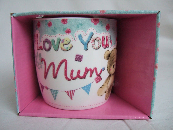 "Love You Mum" Multi Coloured Cute Teddy Bear Sentimental Mug - hanrattycraftsgifts.co.uk