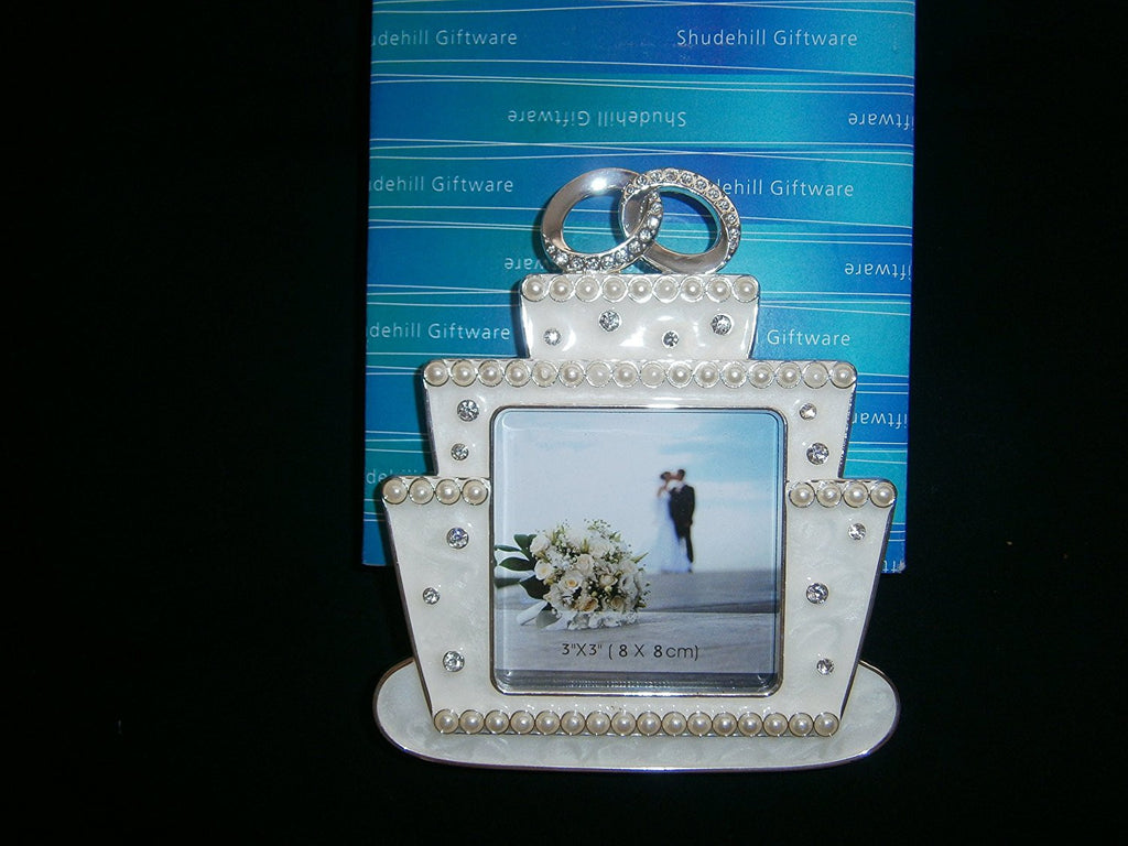 wedding cake with rings 3x3 pearls/diamonte ti pattern - hanrattycraftsgifts.co.uk