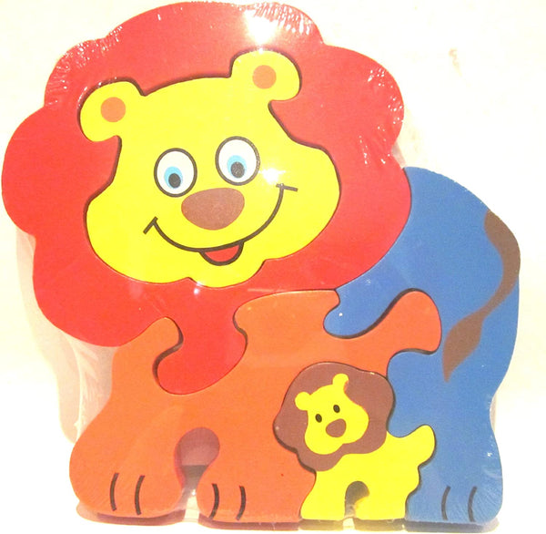 5 Piece Big Wood Lion and Cub Puzzle