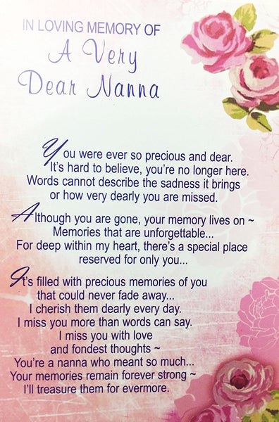 Grave Card - In Loving Memory Of A Very Dear Nanna - hanrattycraftsgifts.co.uk