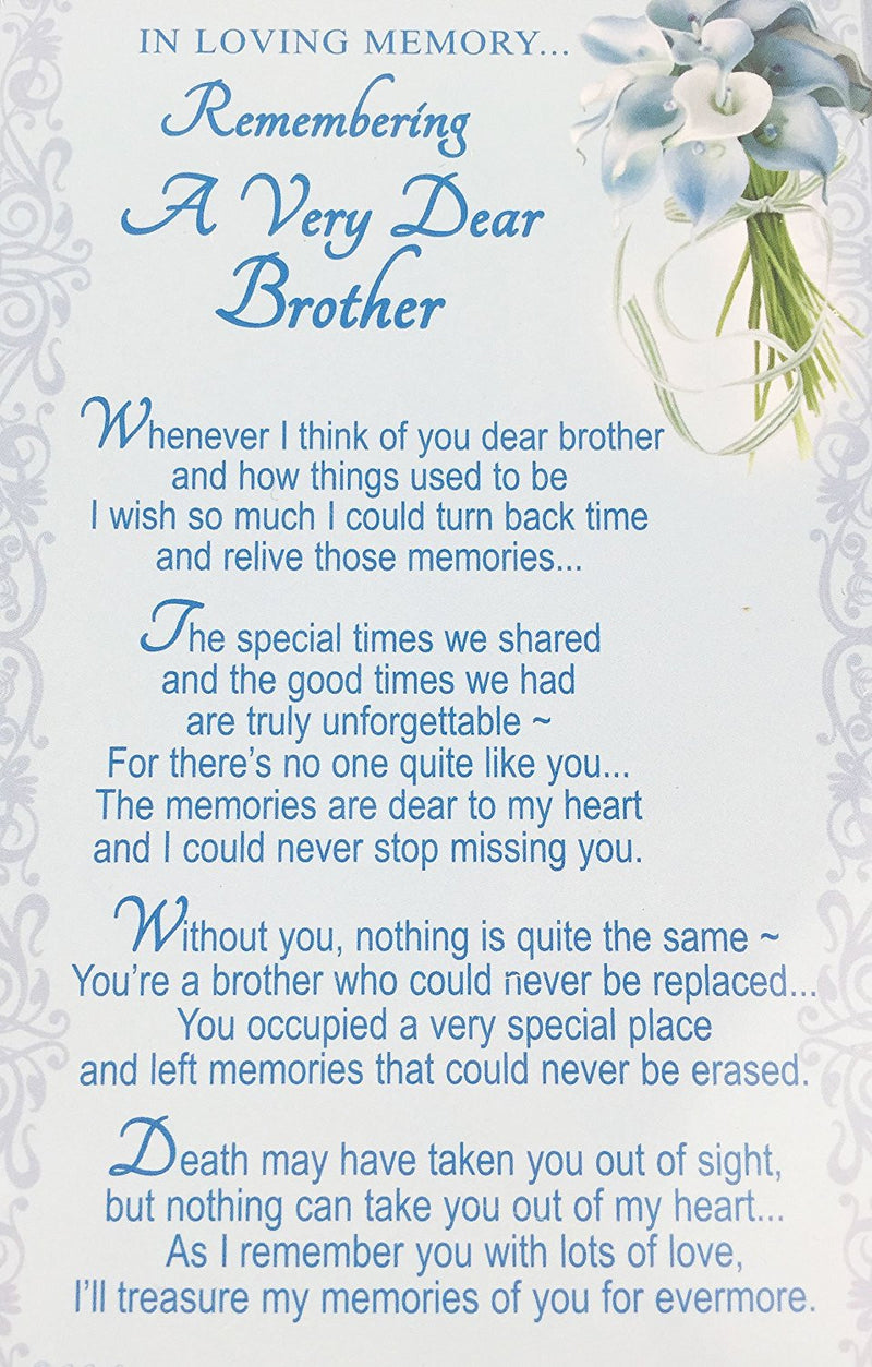 In Loving Memory - Remembering A Very Dear Brother - Grave/Graveside Memorial Card - hanrattycraftsgifts.co.uk
