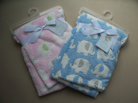 Snuggle Baby supersoft baby blanket Blue with elephants - hanrattycraftsgifts.co.uk