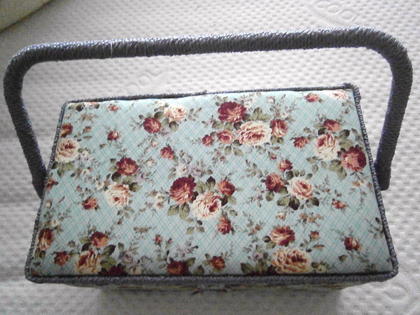 azure rose long rectangle sewing basket - hanrattycraftsgifts.co.uk
