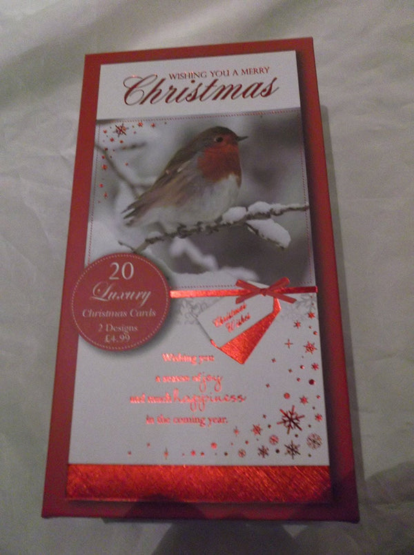 BGC 20 Luxury Snowy Robin Design Christmas Cards - hanrattycraftsgifts.co.uk