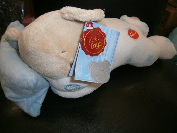 blue nursery bear blue 30cms with pillow musical - hanrattycraftsgifts.co.uk