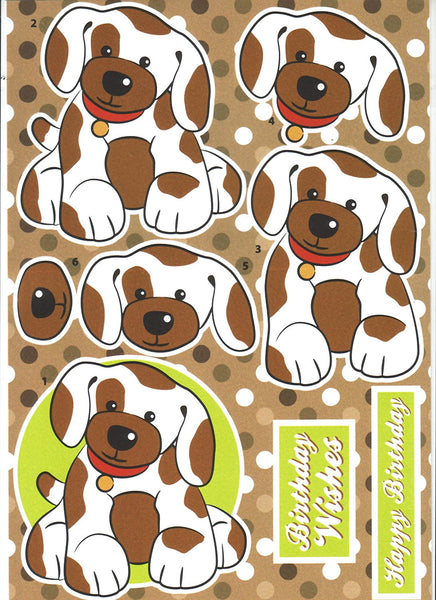 Decoupage Farmyard Puppy- Cut and Create with Backing Sheet to match - hanrattycraftsgifts.co.uk
