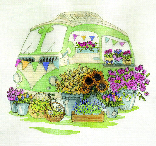 DMC "Les Fleurs" 14 Count Cross Stitch Kit, Multi-Colour - hanrattycraftsgifts.co.uk