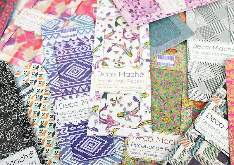Trimcraft Deco Mache Paper 10.25-inch x 1 4.75-inch Pink Gingham, Acrylic, Multicoloured, 3-Piece - hanrattycraftsgifts.co.uk