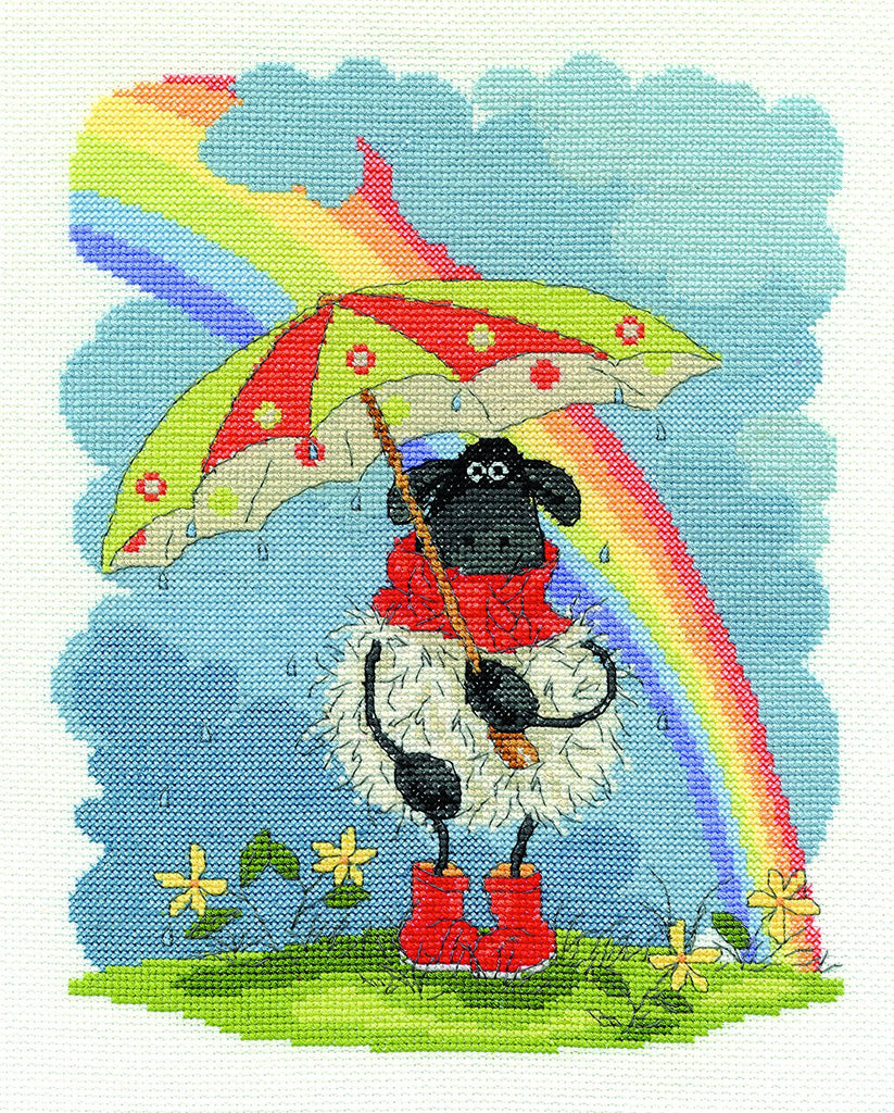 DMC "April Showers" 14 Count Cross Stitch Kit, Multi-Colour - hanrattycraftsgifts.co.uk