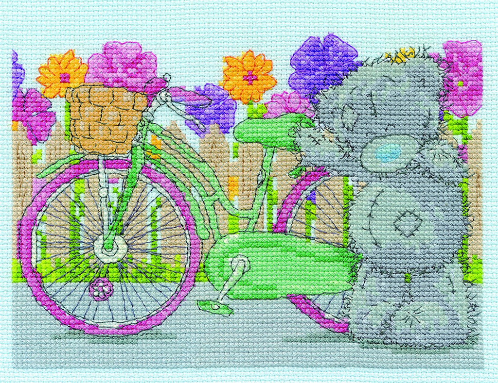 DMC "Me to You Tatty Teddy - Spring Cycle" Cross Stitch Kit, Multi-Colour - hanrattycraftsgifts.co.uk