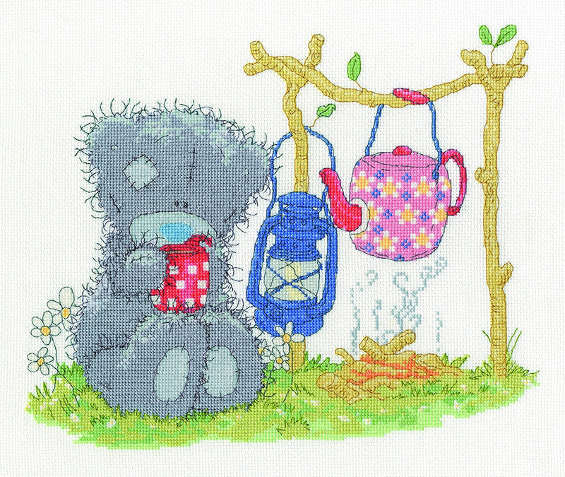 DMC "Me to You Tatty Teddy - Camping" Cross Stitch Kit, Multi-Colour - hanrattycraftsgifts.co.uk