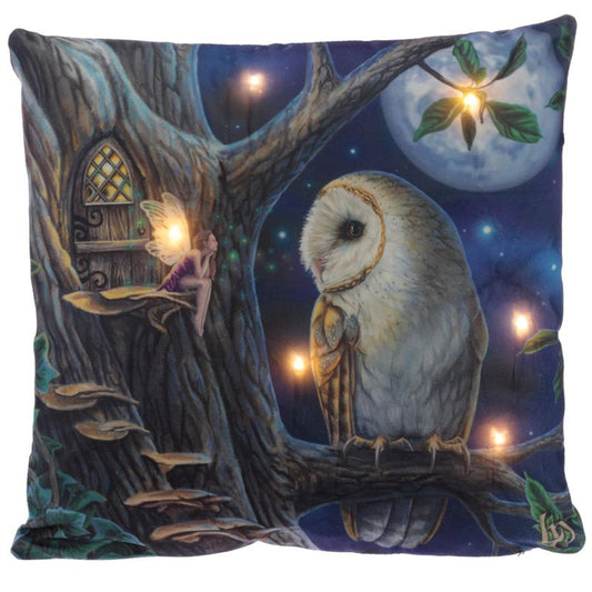 Lisa Parker Fairy Tales Owl and Fairy LED Cushion - hanrattycraftsgifts.co.uk