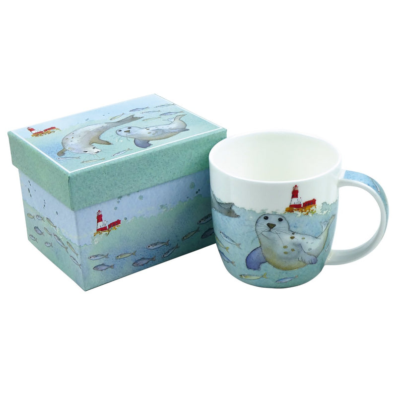 SWIMMING SEALS BONE CHINA MUG WITH GIFT BOX 