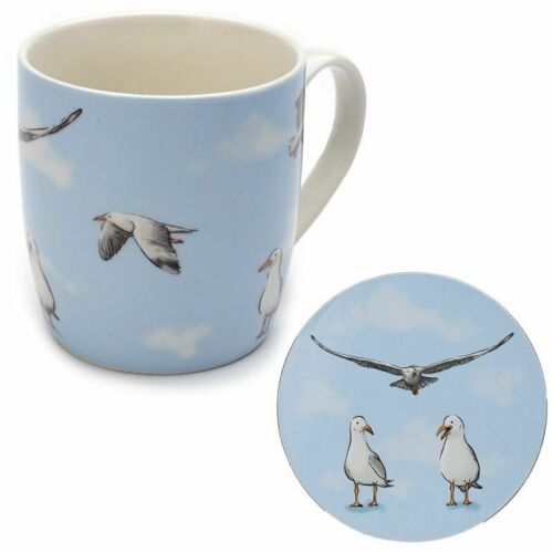 Puckator Seagull Buoy Mug & Coaster Set, Porcelain, Boxed