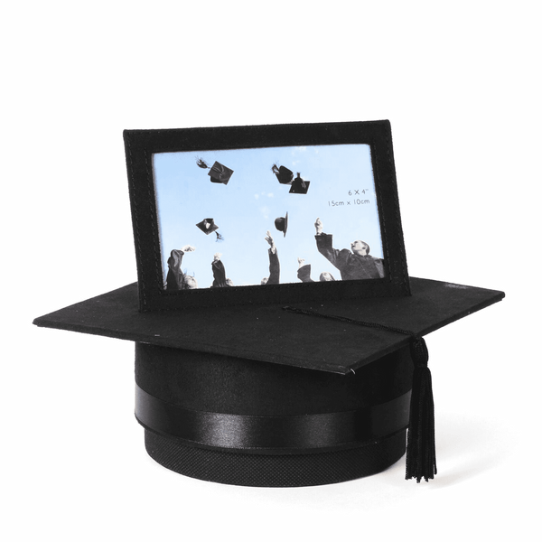 Black Suede Graduation Hat/Box style 4" x 6" Frame