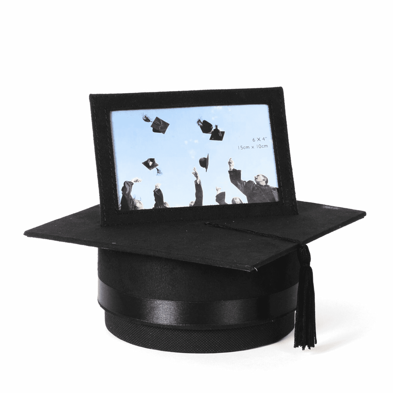Black Suede Graduation Hat/Box style 4" x 6" Frame